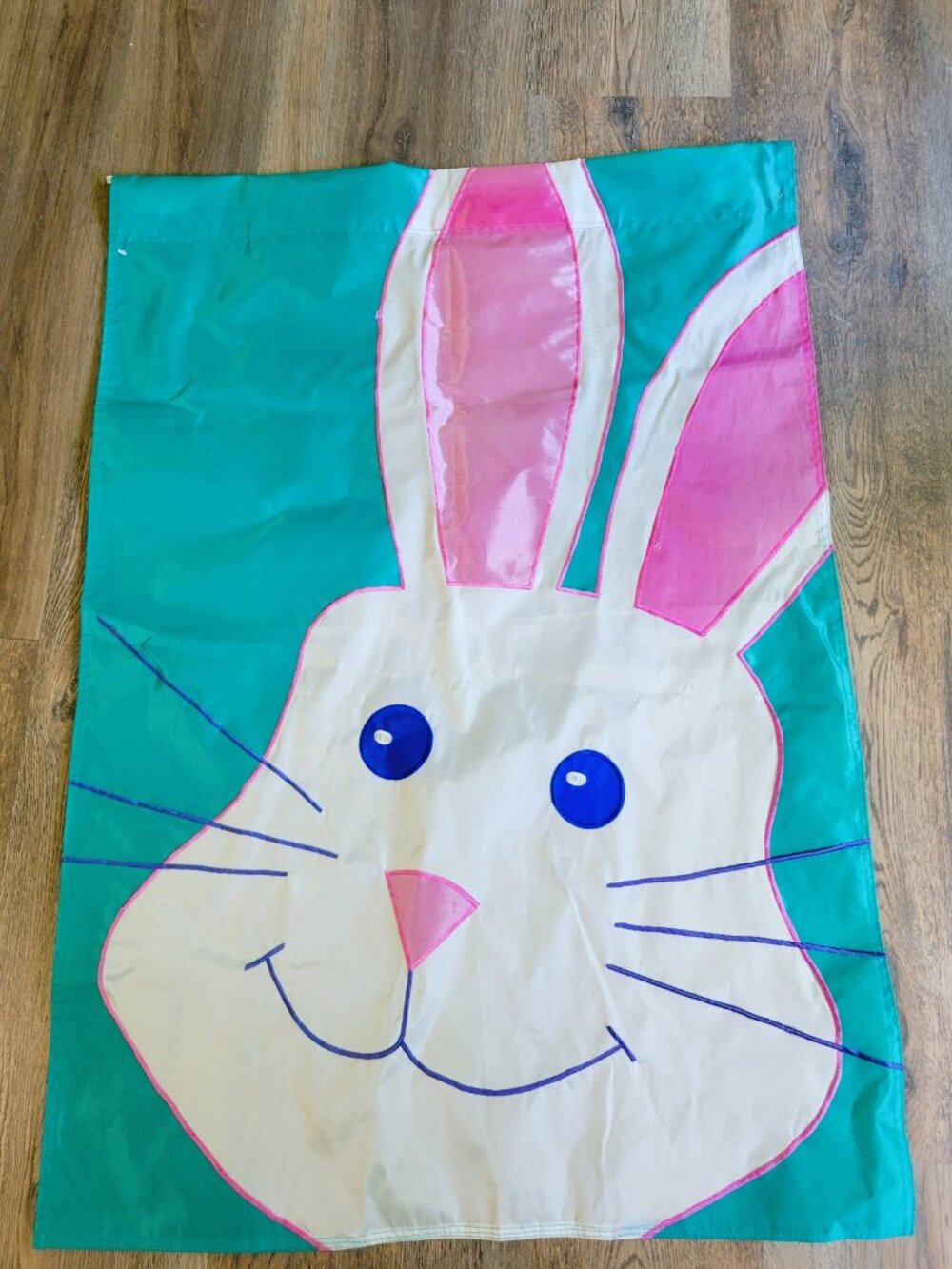 Vintage Bunny Garden Flag Banner Large 38x28 Easter Rabbit 1996 Nylon